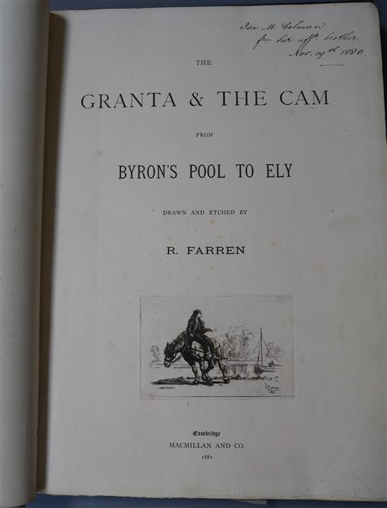 Farren, R - The Granta and the Cam, folio, green cloth, with 36 etchings, Cambridge 1881